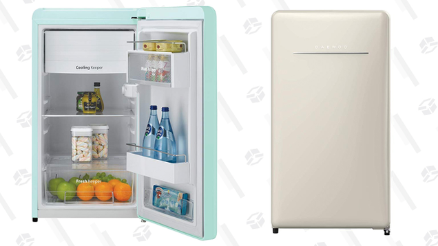 Daewoo Retro Compact Refrigerator, Mint Green, City Blue, and Cream Beige | $229 | Amazon
